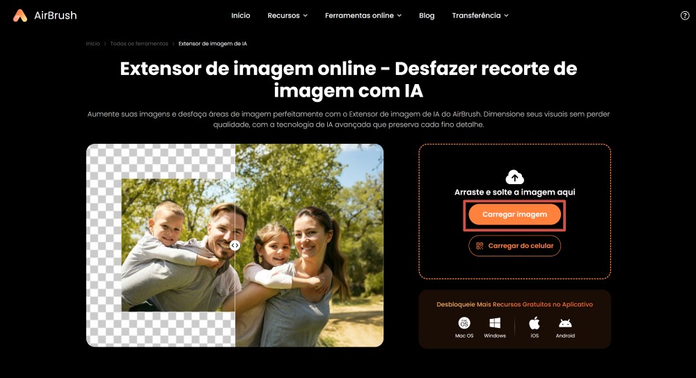 Airbrush Web Screenshot PT - Image Extender upload the image