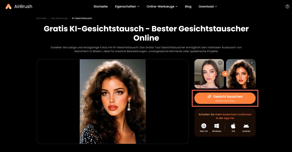 Airbrush Web Screenshot GE - Face Swap swap faces
