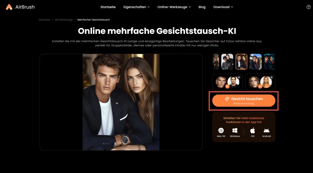 Airbrush Web Screenshot GE - Multiple Face Swap swap faces