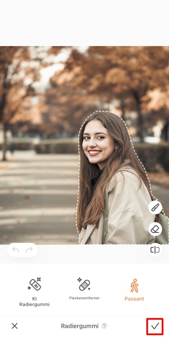 Airbrush App Screenshot GE - remove people from photos results tick