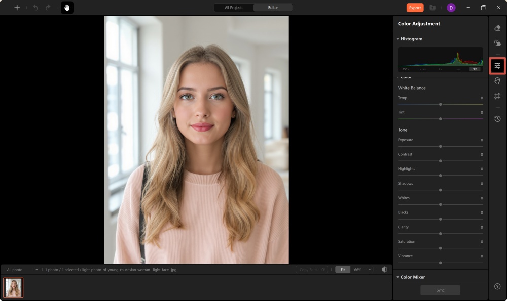 Airbrush Studio Screenshot EN - darken a photo color adjustment