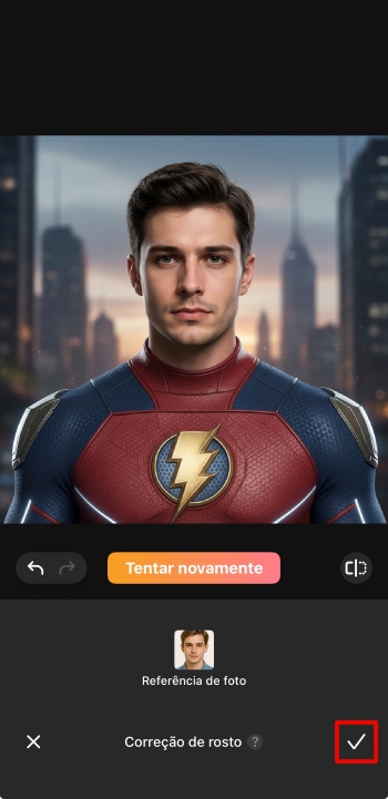 Airbrush App Screenshot PT - face swap retouch face fix done tick