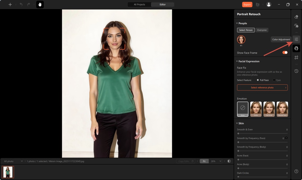 Airbrush Studio Screenshot EN - change color of clothes in photo color adjustment