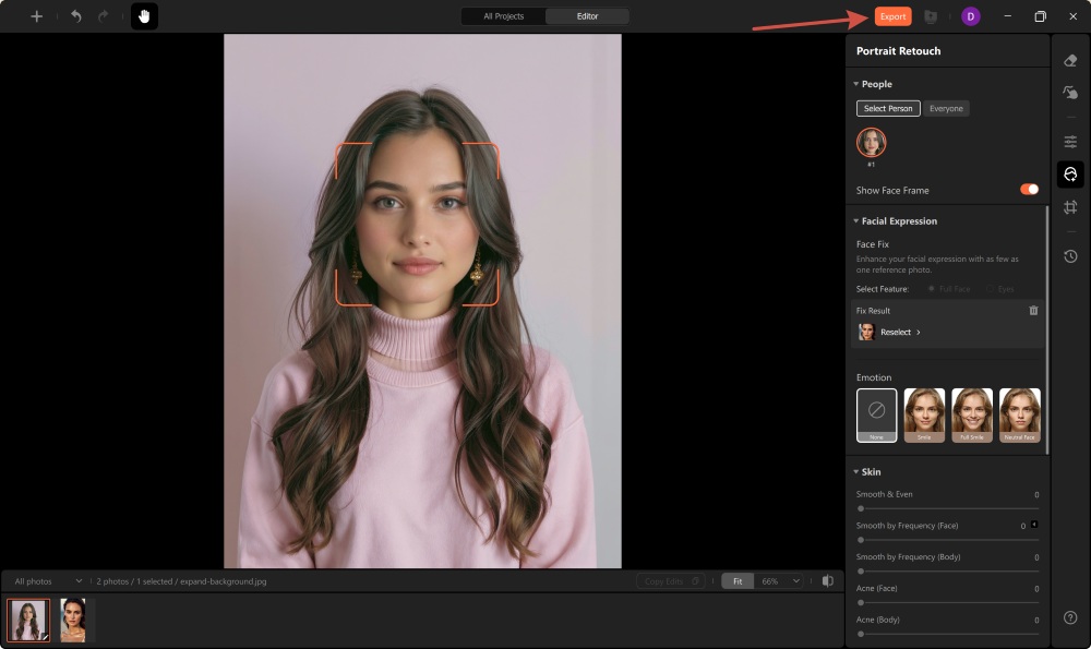 Airbrush Studio Screenshot EN - face swap reference face export