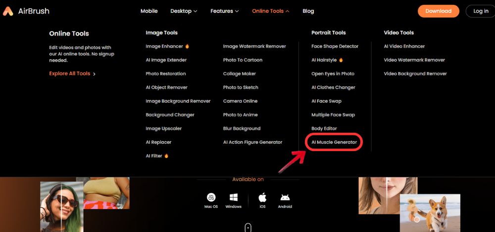Airbrush Web Screenshot EN - Why Do I Look Fat in Pictures Airbrush AI Muscle Generator - 01
