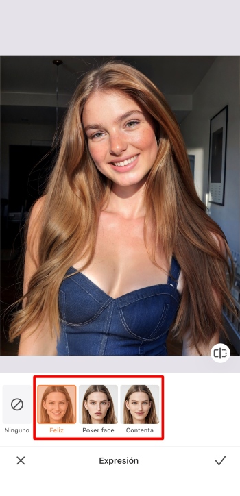 Airbrush App Screenshot ES - add smile retouch expression options