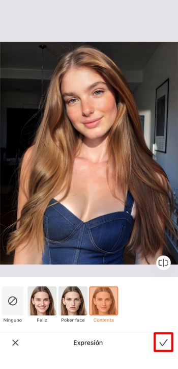 Airbrush App Screenshot ES - add smile retouch expression tick