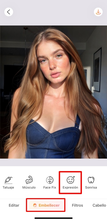 Airbrush App Screenshot ES - add smile retouch expression