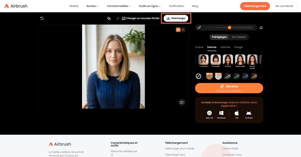 Airbrush Web Screenshot FR - change hairstyle download