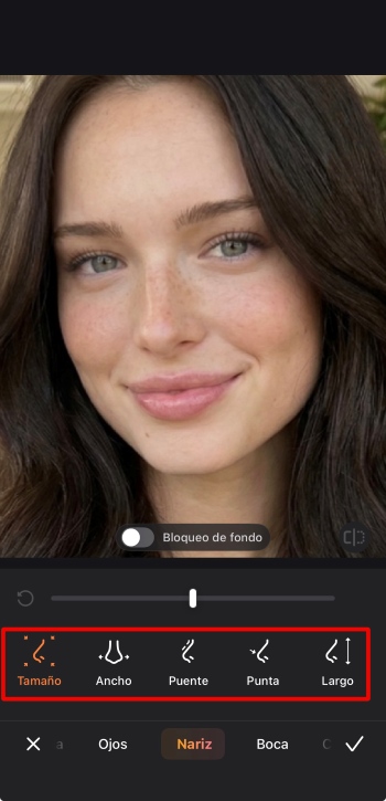 Airbrush App Screenshot ES - change the nose tool options