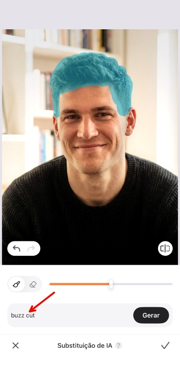 Airbrush App Screenshot PT - men's haircut simulator prompt