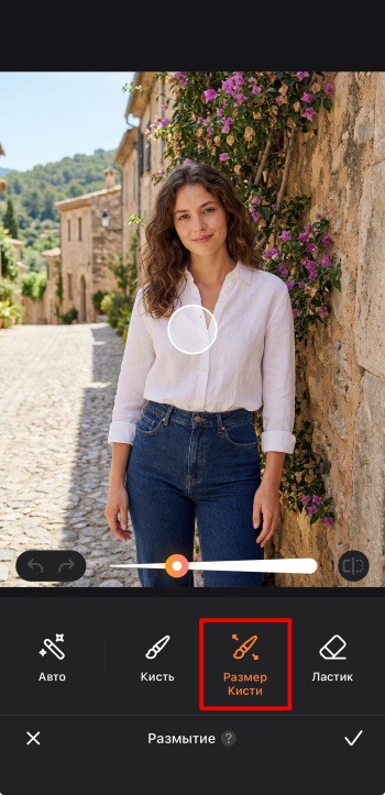 Airbrush App Screenshot RU - blur the photo blur brush size