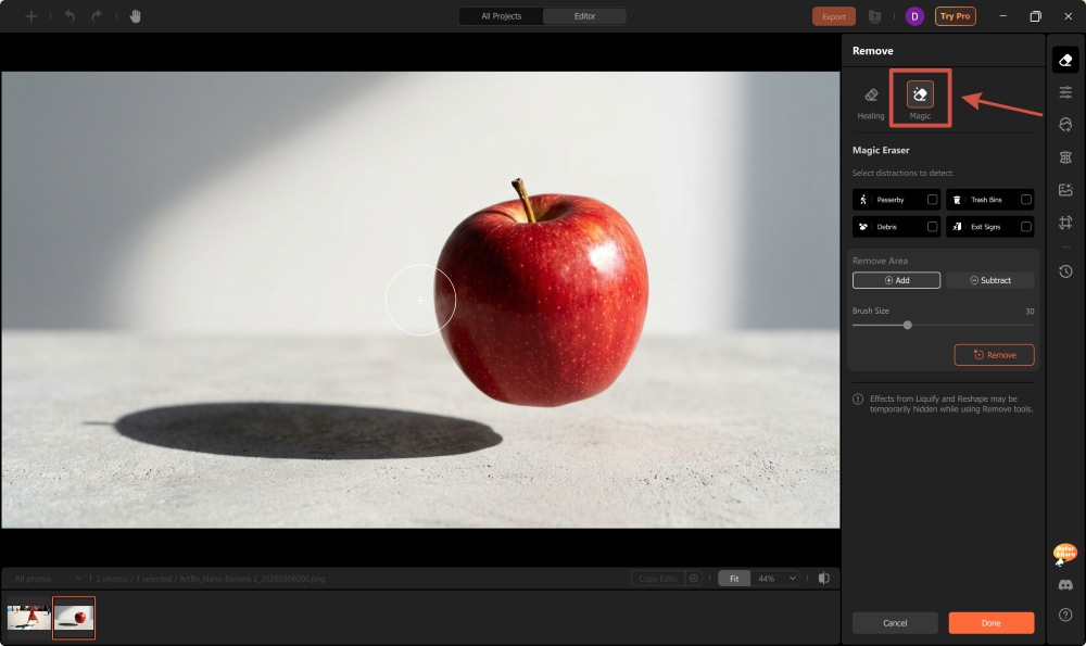 Airbrush Studio Screenshot EN - remove shadow magic remover