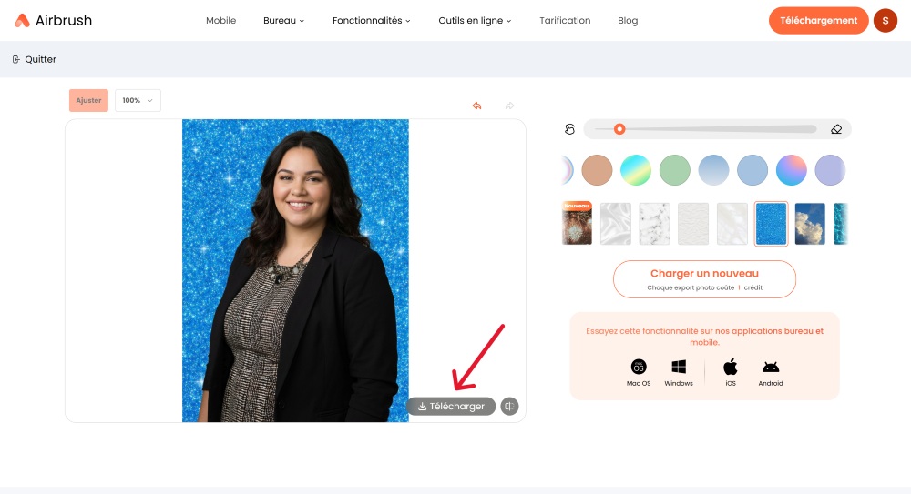 Airbrush Web Screenshot FR - change background result