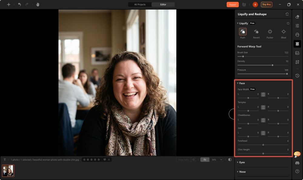 Airbrush Studio Screenshot EN - remove double chin face