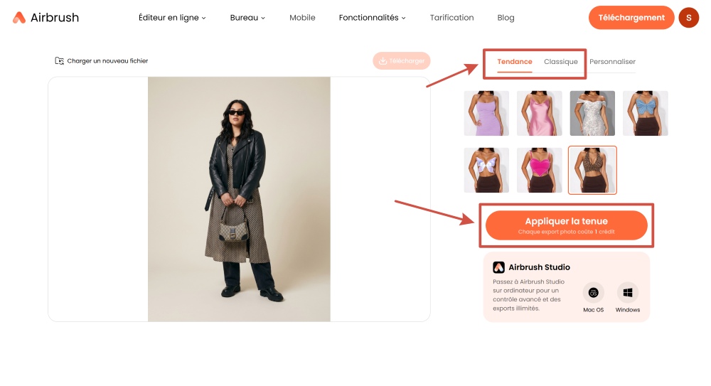 Airbrush Web Screenshot FR - outfit changer trendy or classic