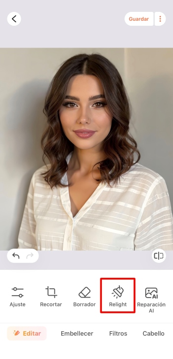 Airbrush App Screenshot ES - edit relight