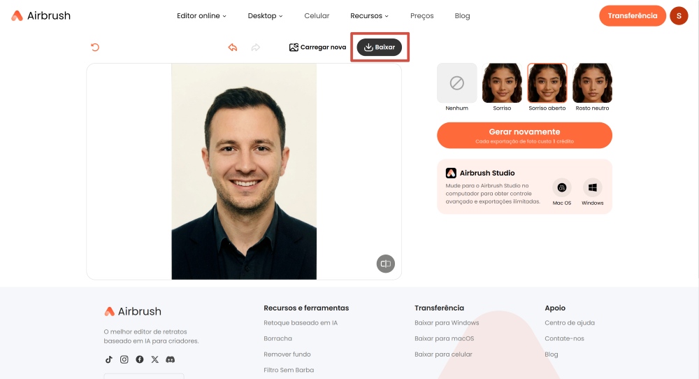 Airbrush Web Screenshot PT - face expression changer result download