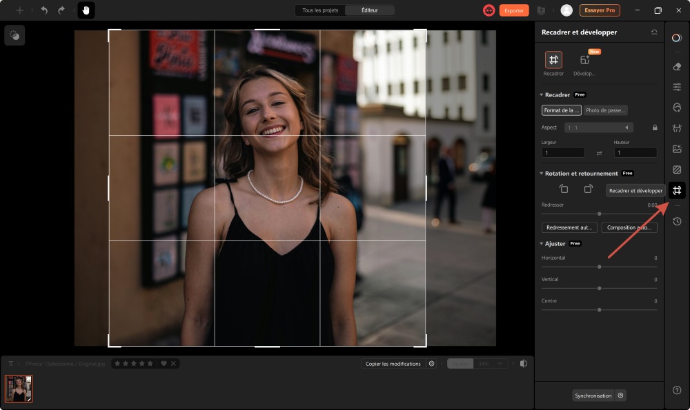Airbrush Studio Screenshot FR - resize the image crop