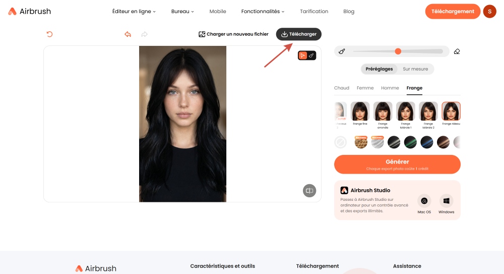 Airbrush Web Screenshot FR - bangs hairstyle bangs result