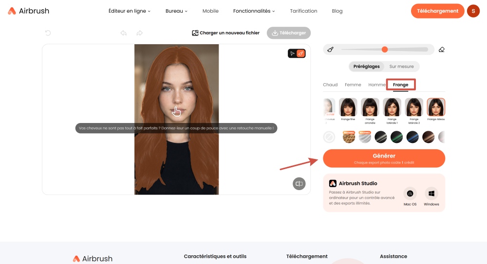 Airbrush Web Screenshot FR - bangs hairstyle bangs