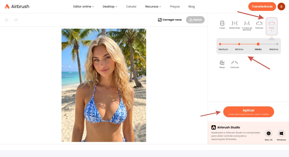 Airbrush Web Screenshot PT - breast enlargement muscle generator breasts