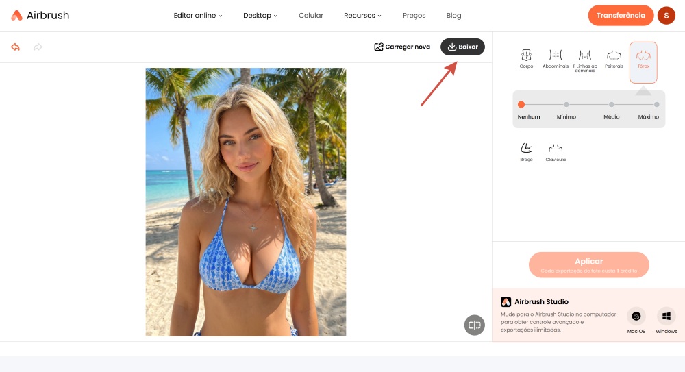Airbrush Web Screenshot PT - breast enlargement muscle generator download