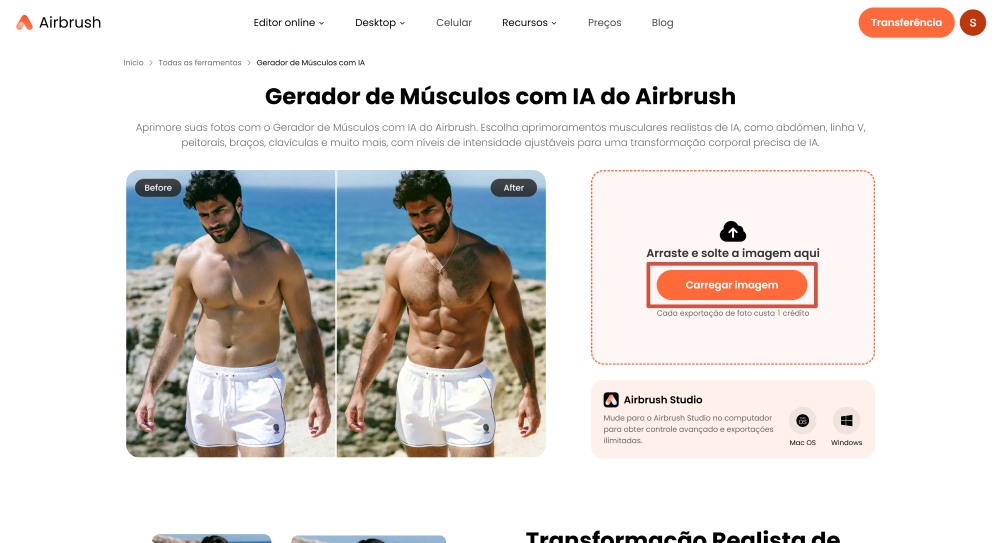 Airbrush Web Screenshot PT - breast enlargement muscle generator